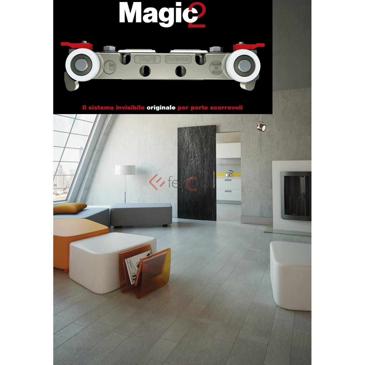 Sistema invisibile binario porte scorrevoli esterno muro terno magic ... Porte scorrevoli con binario invisibile